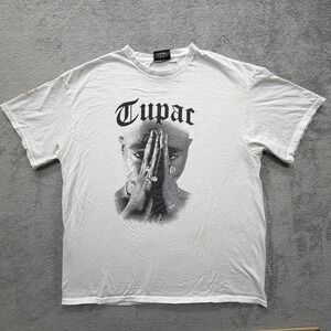 Cross Colours Tupac Shirt Mens XL White Graphic Rap‎ Hip Hop Praying Hands Music